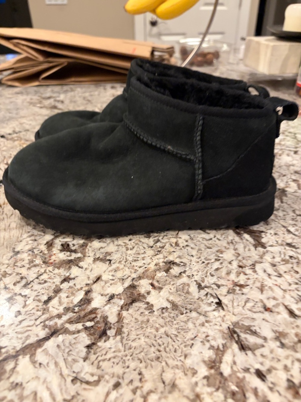 UGG Black Suede Shearling-Lined Ankle Boots